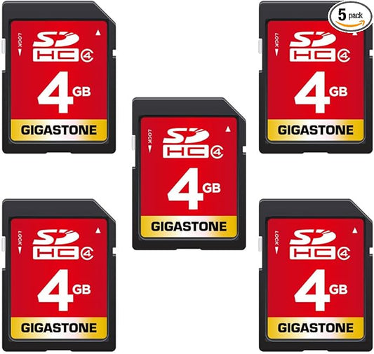 GIGASTONE 4GB SD Card 5 Pack SDHC UHS-I Class 4 Memory Card for Photo Video Music Voice File DSLR Camera DSC Camcorder Recorder Playback PC Mac POS 5pcs in Pack (Pack of 5), with 5 mini Cases