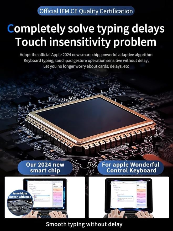 KARTICE Transparent Case with Wireless Keyboard for iPad Pro 11 Inch (M4,2024), 7 Colors Backlight, Multi-Touch Trackpad, 360° Rotating Stand Case with Pencil Holder for iPad Pro 11
