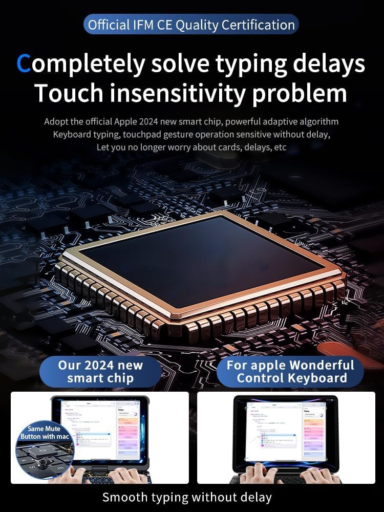 Transparent Case with Wireless Keyboard for iPad Air 13 Inch (M3/M2, 2025/2024), 7 Colors Backlight, Multi-Touch Trackpad, 360° Rotating Stand with Pencil Holder for iPad Pro 12.9 Inch (6/5/4/3 Gen)