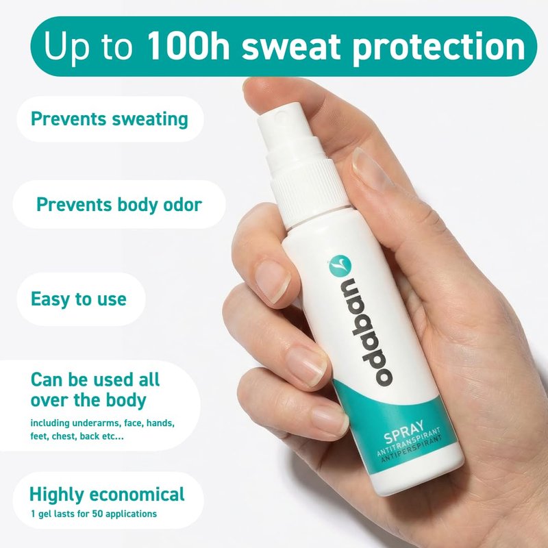 Odaban Antiperspirant Spray, Clinical Strength Aluminium Chloride Strong Antiperspirant Hyperhidrosis Treatment for Excessive Sweating, Fragrance-free