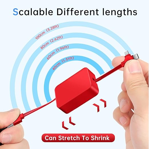 Gartmost 2 Pcs 3 in 1 Retractable Multi Fast Chargers Cable(3.28FT) with USB C/Micro USB/L and Phone Stand, Compatible with iPhone 17/16/15/14/13/12/11/10/9/8/Android/Tablet