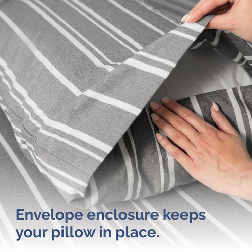 King Standard Pillow Cases Set of 2 - Ultra-Soft Hotel Quality Pillowcase Covers - Comfy, Cozy & Fade Free - Wrinkle Resistant - Machine Washable Pillow Protectors - 2 Piece Set - Grey Stripes 3