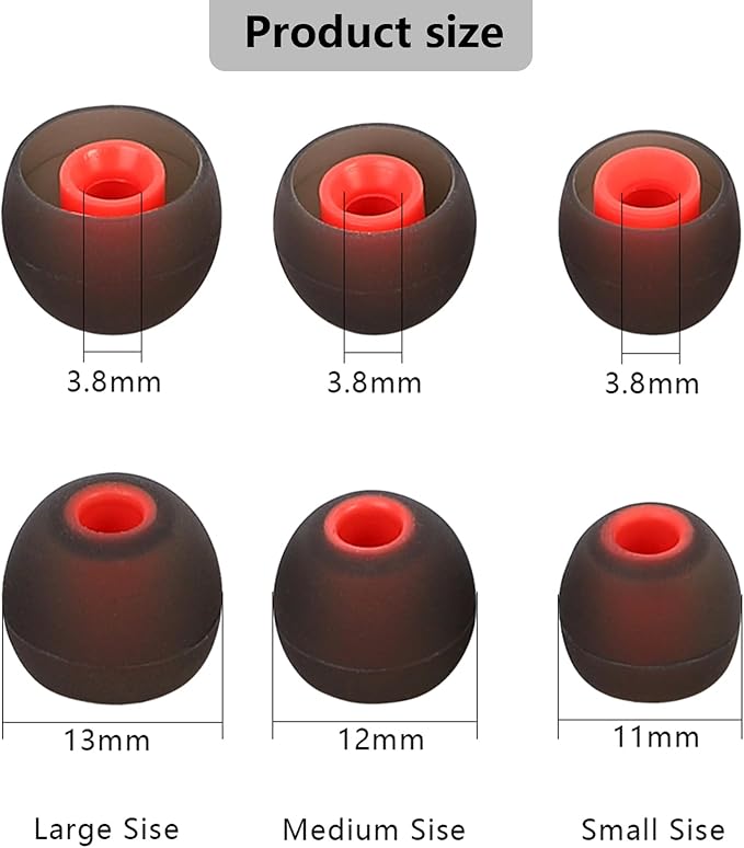 MMYQXI Earbud Replacement Tips Silicone Earbud Tips Earbud Covers Fit for in-Ear Headphones (Inner Hole 3.8mm -5.1mm) Ear Tips Earbud Rubber Tips 9 Pairs S/M/L