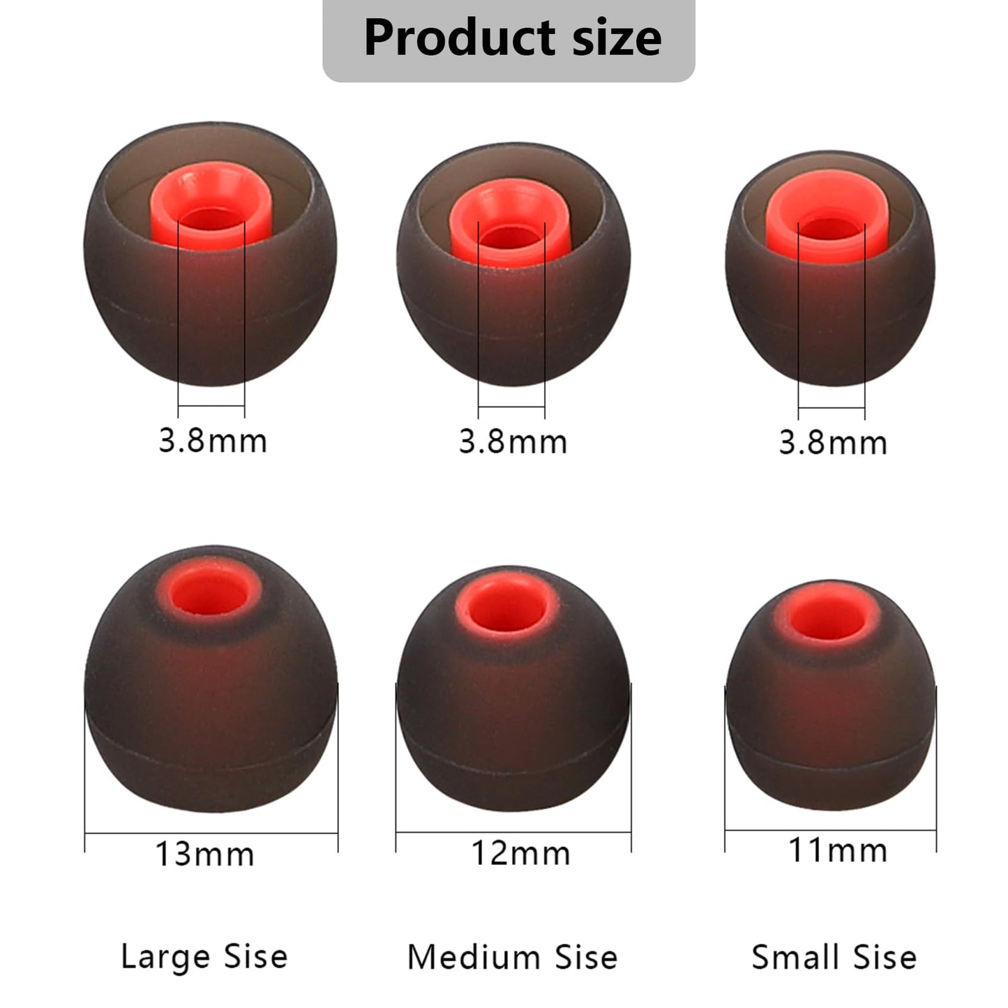 MMYQXI Earbud Replacement Tips Silicone Earbud Tips Earbud Covers Fit for in-Ear Headphones (Inner Hole 3.8mm -5.1mm) Ear Tips Earbud Rubber Tips 9 Pairs S/M/L