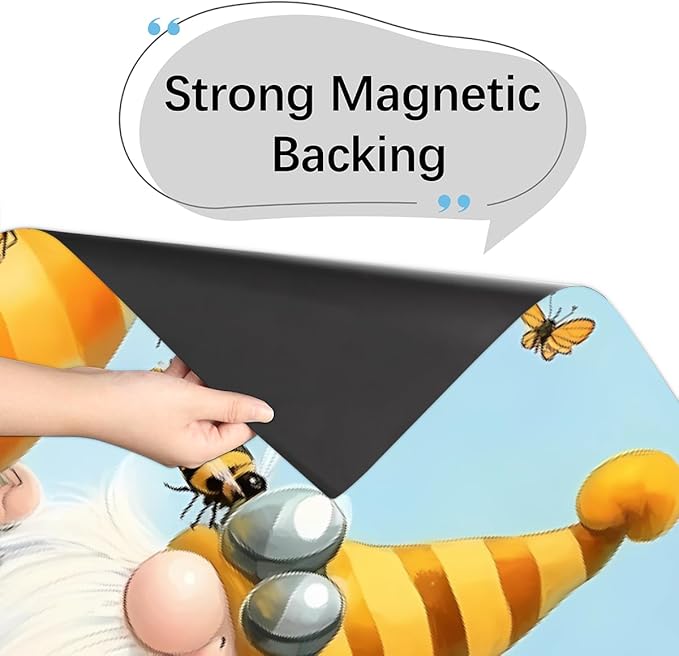 Dishwasher Magnet Cover Cartoon Bee Gnome Daisy Reusable Dishwasher Magnetic Cover Sticker Decorative Dish Washer Door Cover Panel for Home Kitcen Appliance, 21x26 in