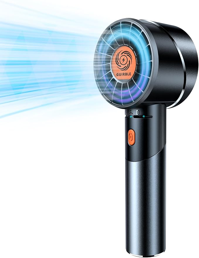 Guirble Handheld Fan,Portable Turbo Fan,Powerful Personal Fan(7000rpm High-Speed Motor,Battery Work 3-16 H),USB Rechargeable Mini Handheld Fan for Travel/Outdoor/Gift/Makeup (Black)