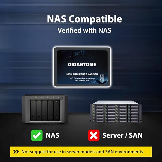 Gigastone 【NAS Certified】 2TB High Endurance SSD (24-Pack) for Gaming/PC/Laptop/NAS SSD TLC 24/7 Reliable 2.5" SATA Internal Solid State Drives RAID Data Storage 2.5 inches SATA 3.0