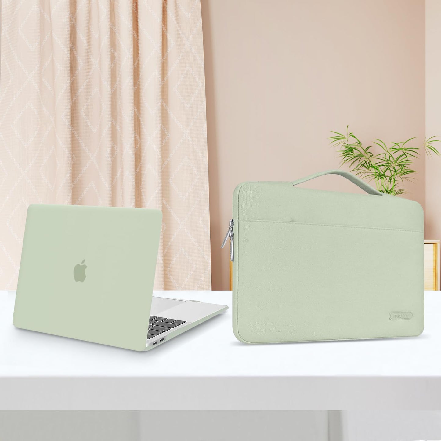MOSISO Compatible with MacBook Air 13 inch Case M5 2026 M4 2025 M3 M2 2024-2022 A3449 A3240 A3113 A2681,Hard Shell&Sleeve Bag&Keyboard Skin&Webcam Cover&ScreenFilm for MacBook Air 13.6, Sage Green