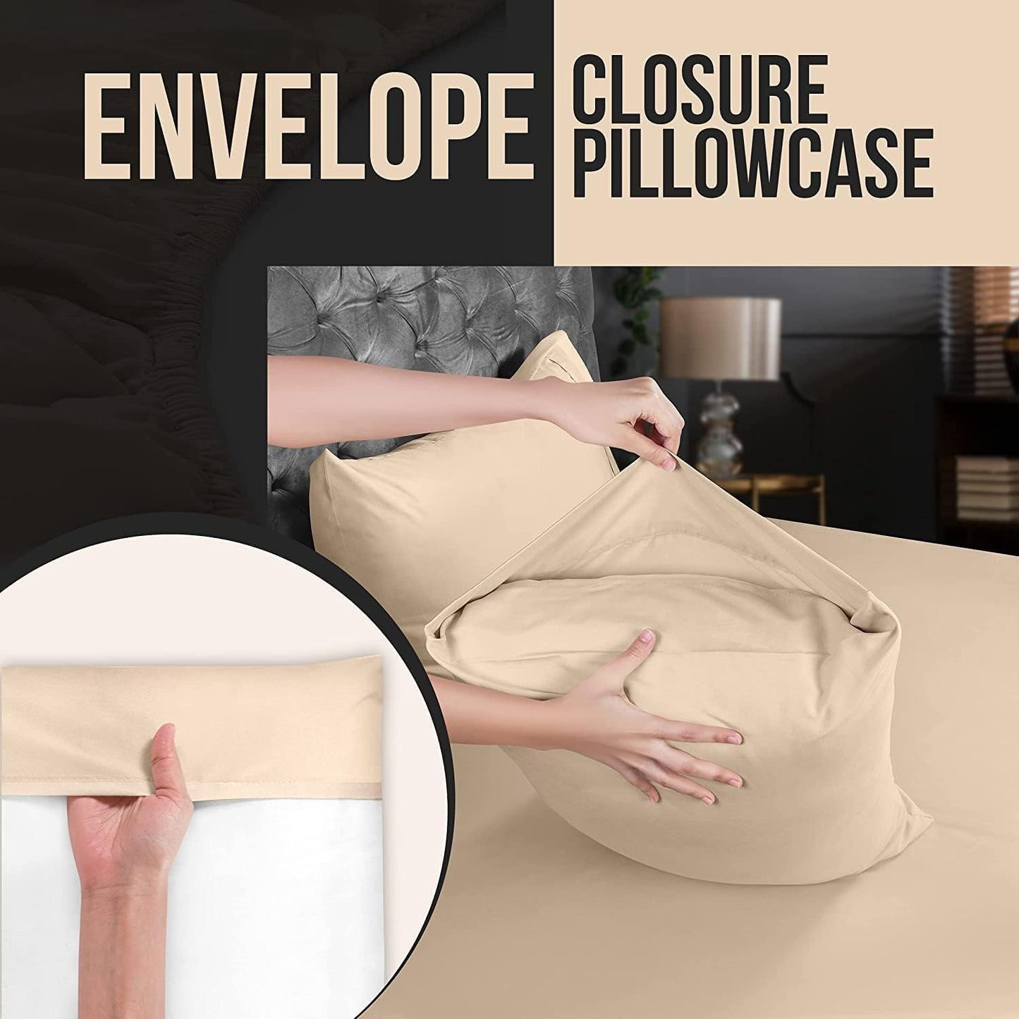 Utopia Bedding Standard Pillow Cases - Soft Brushed Microfiber - 4 Pack - 20 X 26 Inches | Fade Resistant, Beige