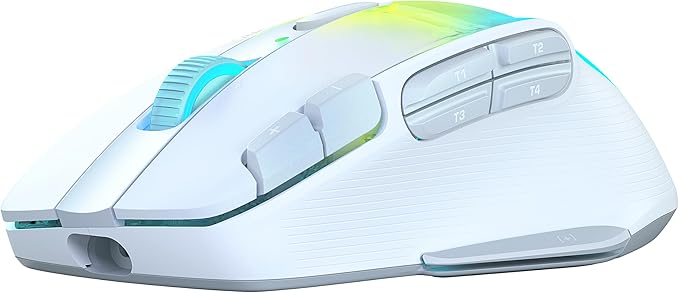 Turtle Beach Kone XP Air Wireless RGB Gaming Mouse, 19000 DPI Optical Sensor, 100-hour Rechargeable Battery & Charging Dock, 29 Programmable Inputs, Ergonomic Design, Bluetooth, 4D Wheel – White
