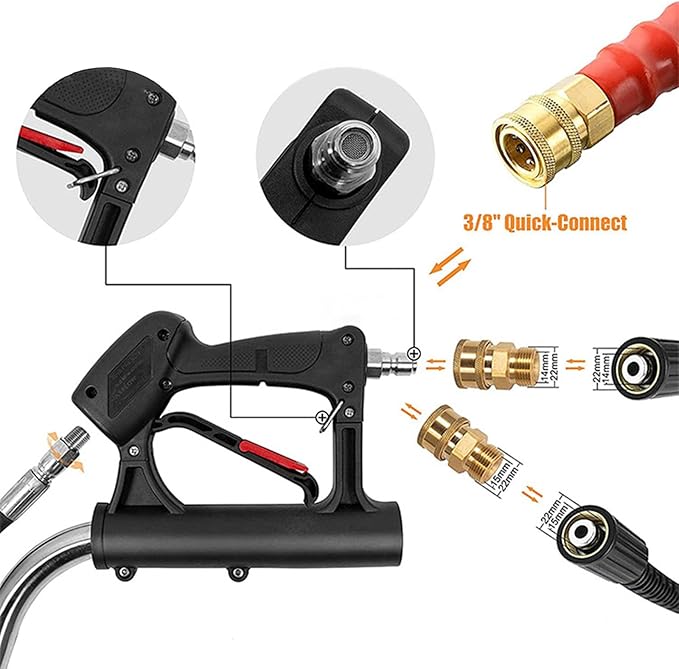 Washer Broom Attachment, 39in 7-Hole Pressure Washer Water Broom, Under Car Washer Cleaner for Hot and Cold Water, for Clean Concrete Driveway, Sidewalk, Patio,1500-5000PSI 3/8'' Interface