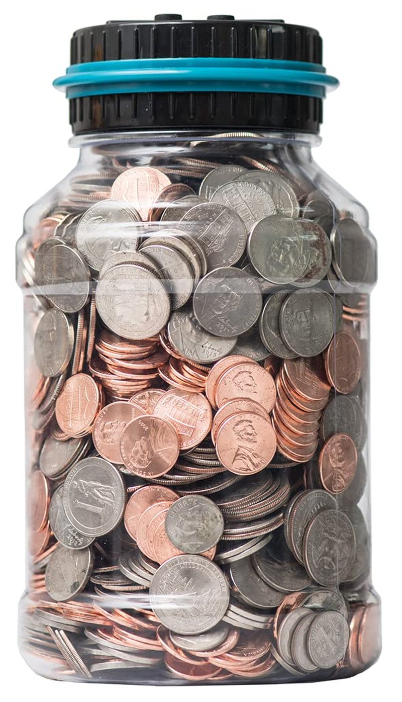 Electronic Piggy Bank by Houseify, Digital Bank Coin Counter w/LCD Screen, US Coins, Gift for Adults, Teens, Families, Couples, Coworkers, Counts 800-1000 Coins, Takes 2 AAA Batteries