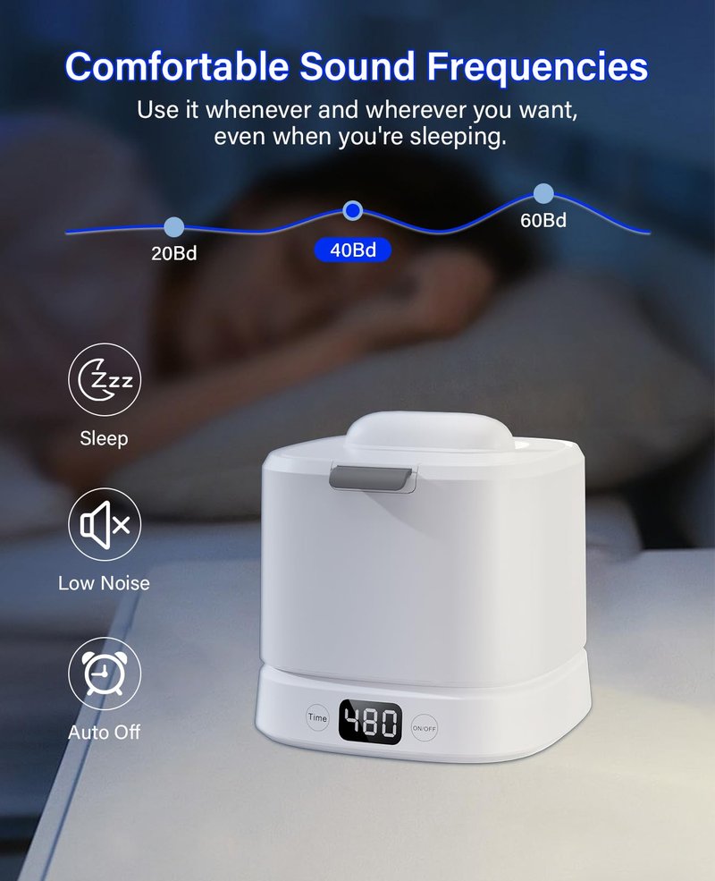 IAULF Ultrasonic Retainer Cleaner Machine, Dental Cleaning Pod, Sonic Retainer Cleaner Machine with Digital Timer for Dentures, Aligners, Braces, Night Guards, Jewelry 45kHz/319ml (White)