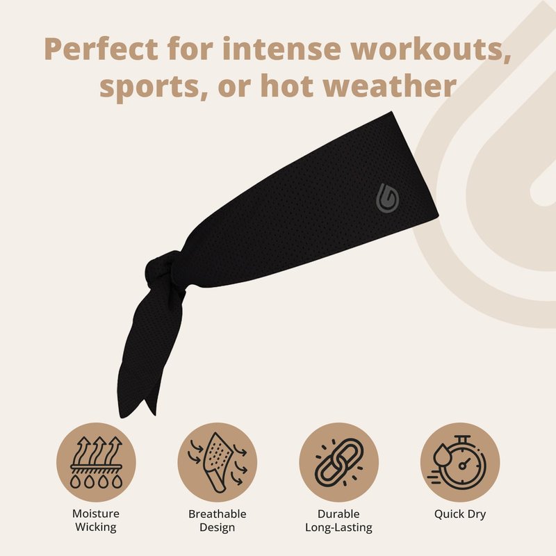 Gymwrap 2.0 Sweat-Wicking Workout Headband - Athletic Non Slip Workout Headbands for Men and Women, Adjustable Wide Fabric Headband for Gym, Running, Yoga, Sports, and Outdoor Activities - Black