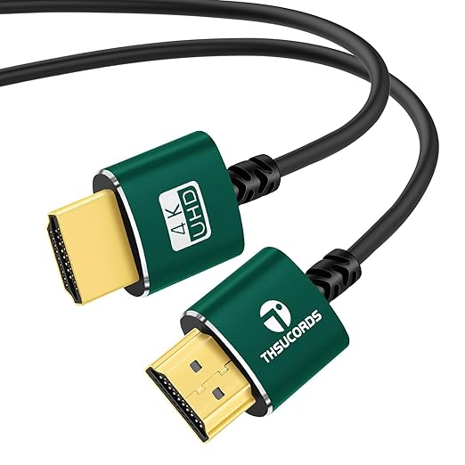 Thsucords Slim HDMI Cable 10FT, Ultra Soft & Thin HDMI to HDMI Cord, Extreme Flexible & Skinny HDMI Wire Supports High Speed 4K@60Hz 18gbps 2160p 1080p