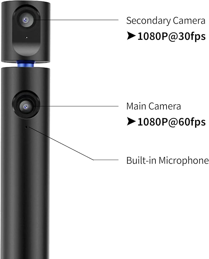 CZUR Halo X Pro Dual Webcam for PC, 1080P Web Camera with Microphone, USB Camera for Computer, 90° View, Plug & Play, Compatible with Windows&Mac, for TikTok/YouTube/Yahoo Messenger