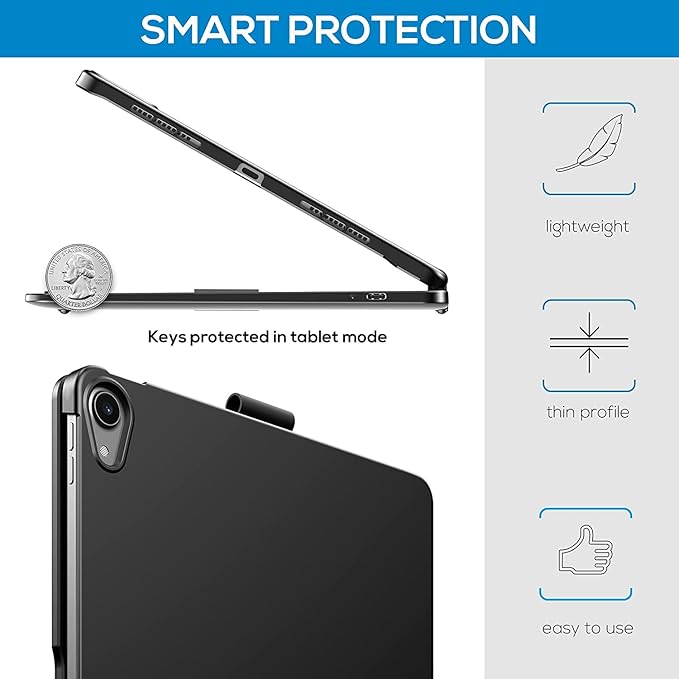 Touchpad Keyboard Case for iPad (A16) 11th Gen 2025/iPad 10th Generation 2022, Backlit Trackpad Keyboard Folio Smart 360° Rotatable Stand Cover with Pencil Holder, Rose Gold