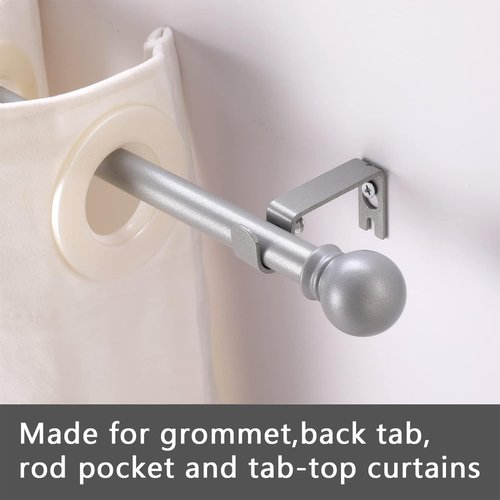 GXOACKJ Curtain Rods for windows 66-120 inch, 5/8 inch Decorative Silver Splicing Heavy Duty Metal Curtain Rod set with Brackets