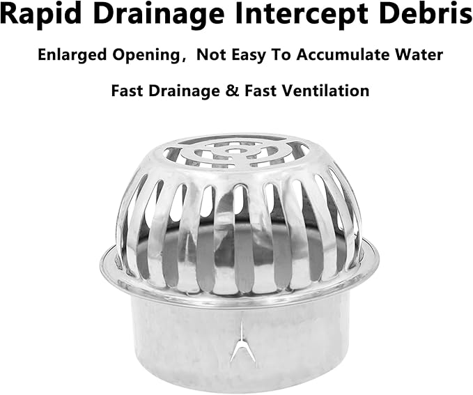 Roof Floor Drain,SAFYY 304 Stainless Steel Roof Drain Dome,Balcony Roof Dome Drain Cover,Yard Outdoor Anti Blocking Strainer,Gardens Gutter Cleaning Tool,Rain Bucket Drainage Parts (2, 150mm/6)