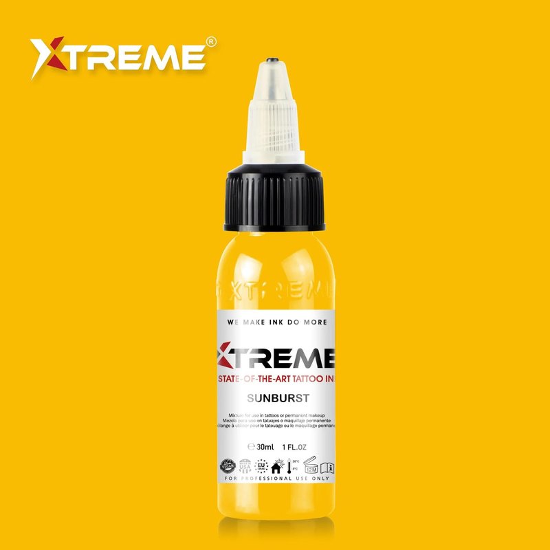Xtreme Tattoo Ink, Versatile Medium Viscosity for Precision Tattooing, Rich Hue, Quick Healing, Acrylic-Free, Water Based and Premium Quality - Ready-to-Use Tattoo Ink (Sunburst, 4 oz)