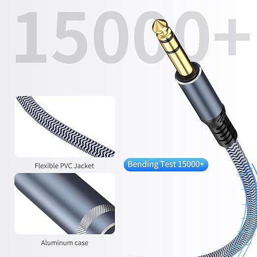 GOSYSONG 1/4 inch Extension Cable 10ft, 1/4" Male to Female Stereo Headphone Guitar Cable