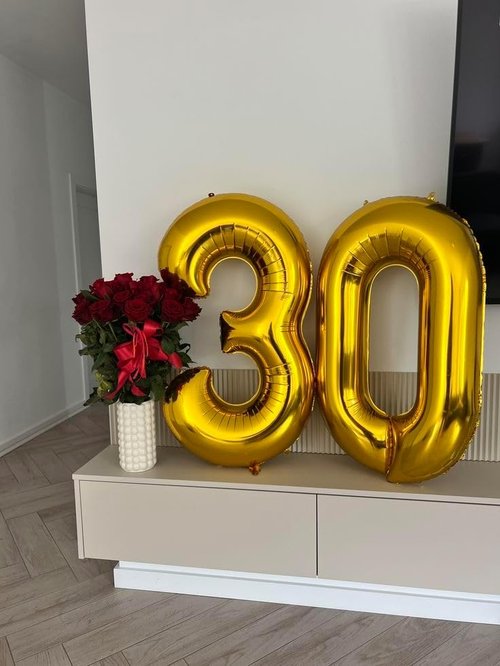 Gold Balloon 27 - Large Happy Birthday Decoration for Men & Women | Foil Number Balloon for Celebrations