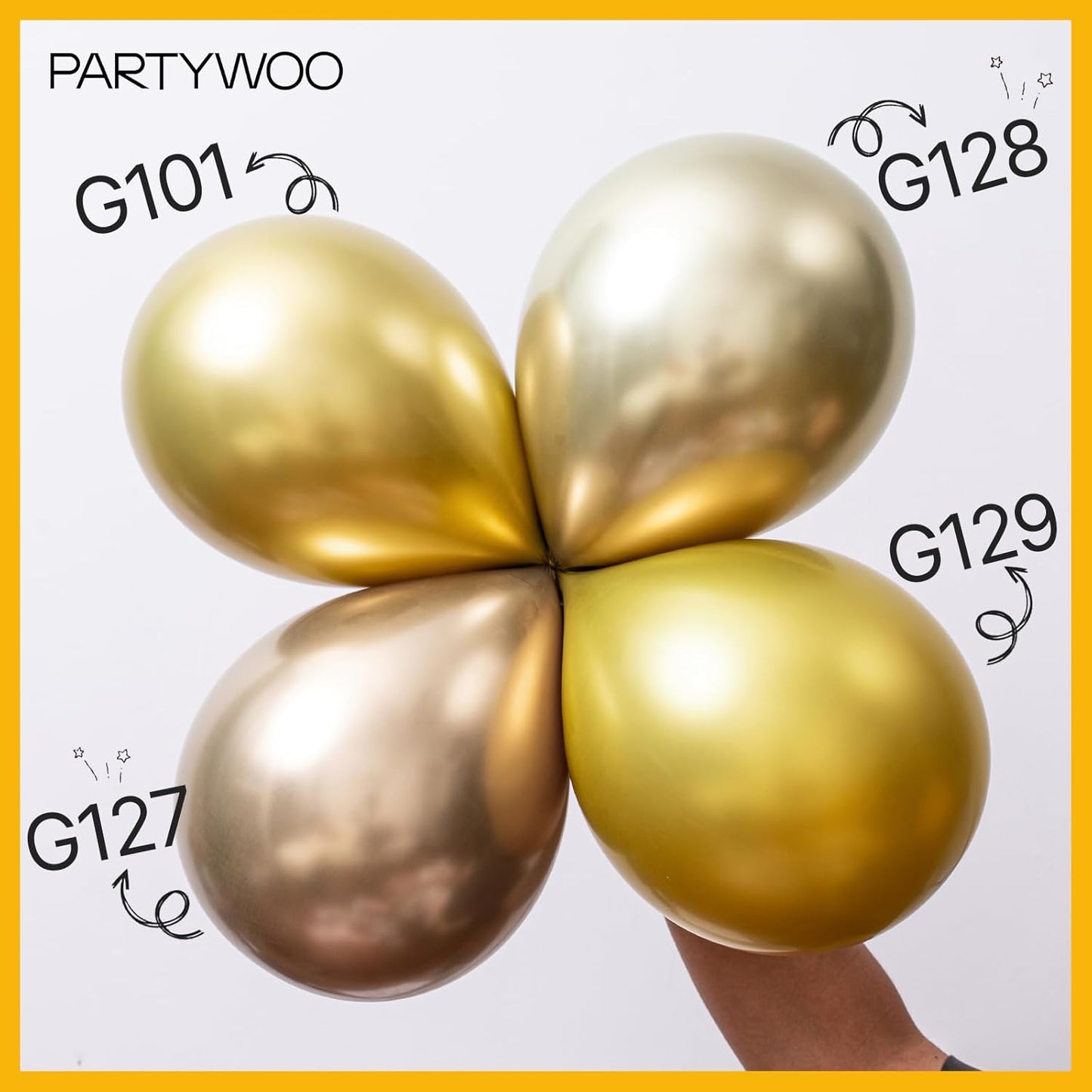PartyWoo Metallic Gold Balloons - 50pcs Mini 5-Inch Chrome Latex for Graduation & Events | Gold-G101
