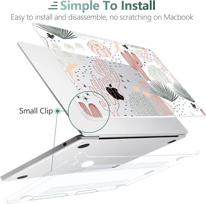 MEEgoodo Case for M5/M4/M3/M2 MacBook Air 13 inch 2026 2025 2024 2022, Fit Model A3449/A3240/A3113/A2681, Case Compatible with MacBook Air 13.6-inch, Cacti