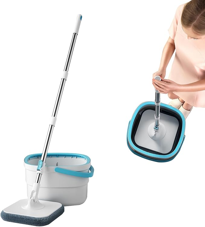 Mop and Bucket Set,Housekeeping Floor Cleaning Supplies - Mop Bucket with Wringer - for Hardwood Living Room Dining Room Kitchen Bathroom Study