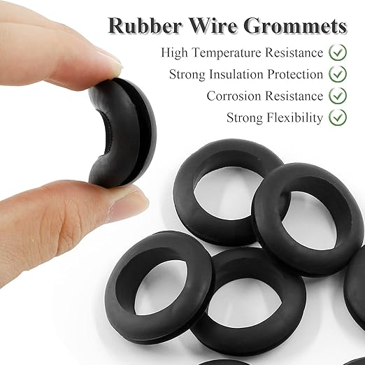 Kyuionty 12 Pcs Rubber Grommets, 1-1/5" Inside Diameter 1-1/3" Drill Hole Rubber Wire Grommets O Ring Grommets for Wire, Firewall, Cables, Plugs, Automotive