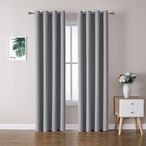 ChrisDowa Blackout Curtains - 90-Inch Thermal Insulated Grommet Panels Set | Light Grey, 2 Panels for Living Room & Bedroom