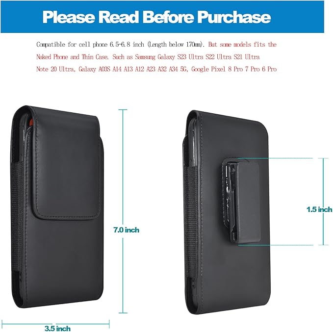 Mngijar for Samsung Galaxy A17 A16 A15 A14 A13 A56 5G A54 A36 5G A35 A32 Phone Belt Case Holster for Galaxy S25 S24 S23 S22 Ultra A42 5G A26 A25 A23 Belt Clip Phone Holder Pouch (Black1, XL)