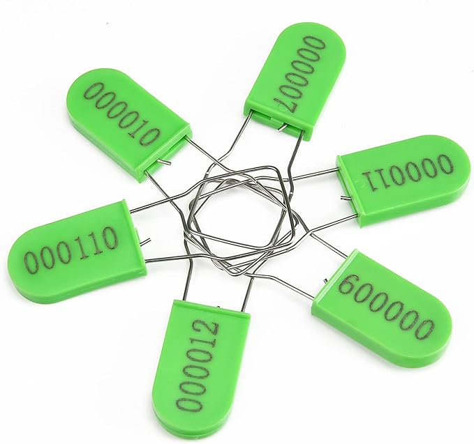 LeadSeals 50PCS Plastic Padlock Security Seals Metal Wire Padlocks Electric Meter Lockout Tags Self-Locking Numbered Anti Tamper Seal Lock Green