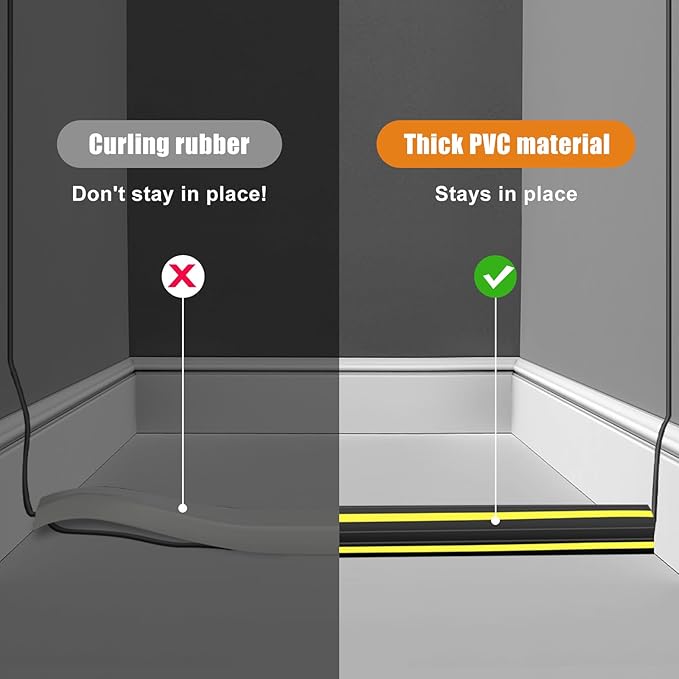 TFMUZERT 6.5 ft Cord Covers for Wires on Floor, Heavy Duty PVC Duct Floor Cord Cover, Floor Cable Cover Easy to Unroll Prevent Trip Hazard for Home Office or Outdoor Settings