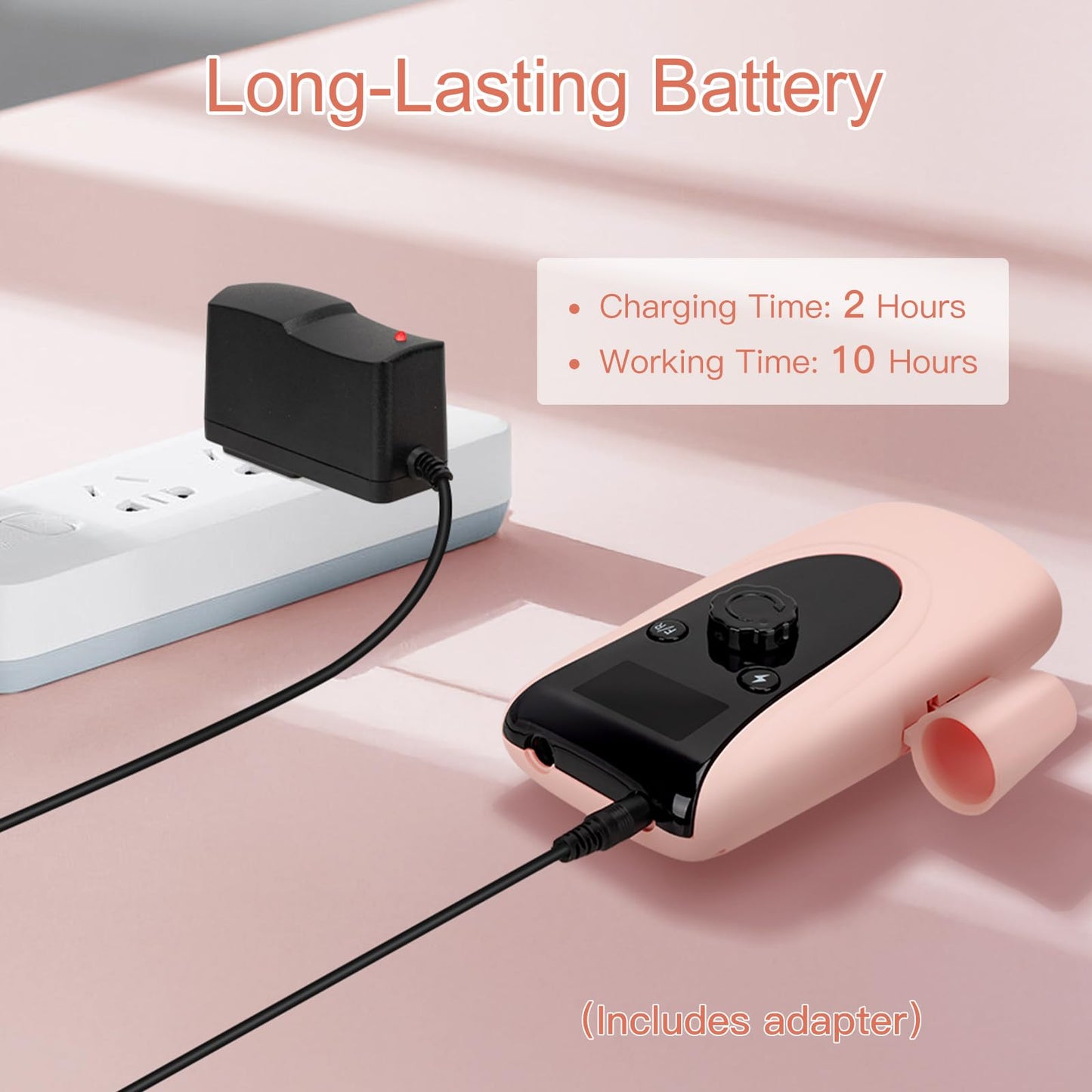 Rechargeable Professional Nail Drill Machine - Madenia 35000 RPM Portable Electric Nail File E File for Acrylic Gel Nails, Manicure Pedicure Polishing Tools with Display Screen, Pink