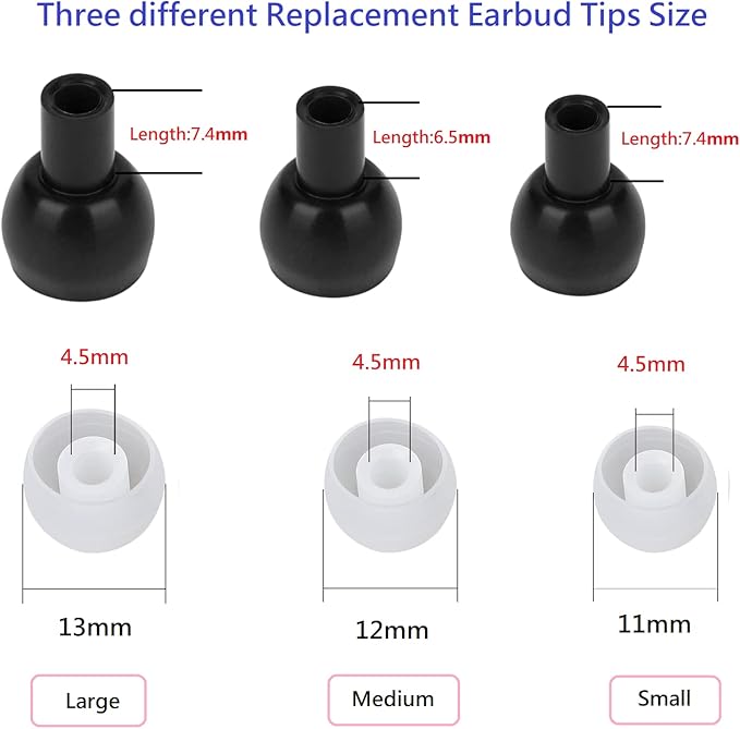 CYADCI Earbud Replacement Tips Silicone Earbud Tips Earbuds Cushions for Fit Most in-Ear Earbuds(Inner Hole 3.8mm -5.5mm) Headphone Rubber Tips Eartips 18 Pairs S M L