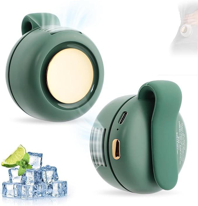 Small Clip Fan, Personal Waist Fans,Portable Silent Mini Bladeless Fan Clip On for Shirt ,Hands-Free Personal Clip Fans 3 Speeds,Clips on Waist Neck Fanes for Outdoor,Camping,Travel,Office (Green)