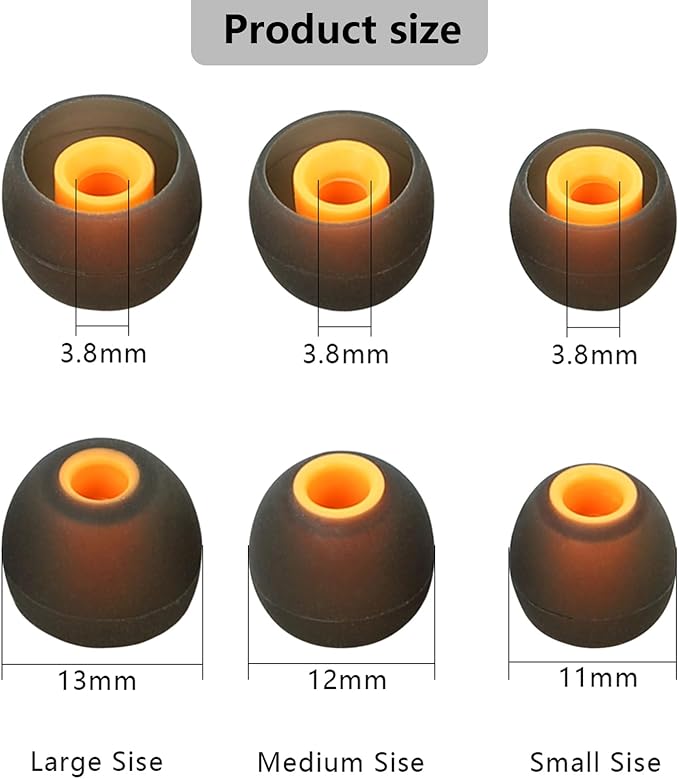 MMYQXI Earbud Replacement Tips Silicone Earbud Tips Earbud Covers Fit for in-Ear Headphones (Inner Hole 3.8mm -5.1mm) Earbud Rubber Tips Ear Tips,9 Pairs S/M/L
