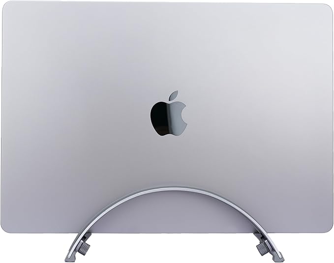 Psitek Adjustable Vertical Laptop Stand - 6061 Aluminum, CNC Precision, Anodized Finish, Fits All Laptops Including 17-inch, Ventilated Design, Anti-Slip Silicone Pads, ARC Shaped Stands