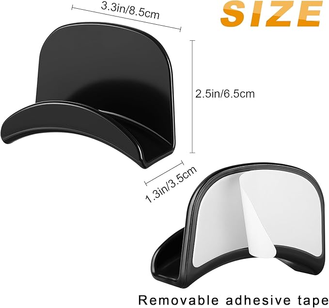 Wonderjune 30 Pcs Headphone Hanger Holder Desk Adhesive Headphone Hook Graduation Wall Hook Mount Strong Universal Acrylic Holder Hooks for General Purpose Game Earphone Controller(Black)