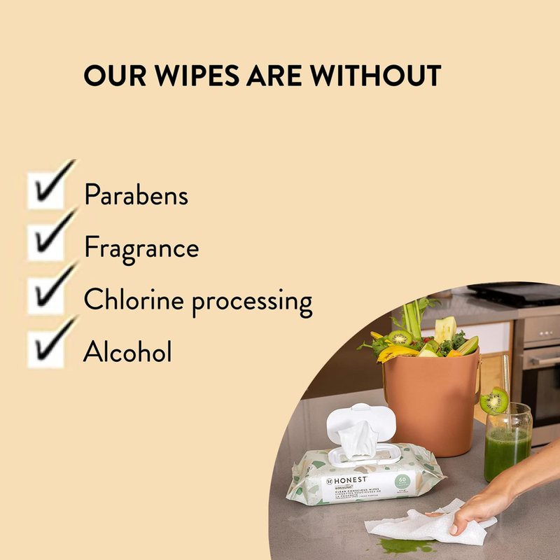 The Honest Company Unscented Wipes Over 99% Water Compostable Plant-Based Baby Hypoallergenic for Sensitive Skin EWG Verified Geo Mood 72 Count