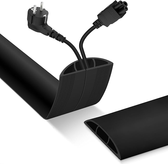Floor Cord Cover, Cable Protector, 0.63W x 0.31H inches, Wire Cover for Extension Cords, Floor Cable Covers Prevent Cable Trips (Black, 50-3.3 Feet)