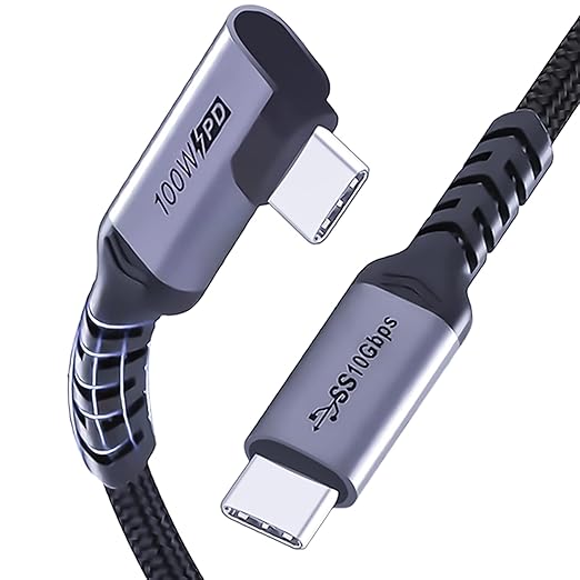 SUMPK USB C to USB C Cable 3.1 Gen 2 [3.3ft 2 Packs], 100W USBC Cables PD Fast Charging Cable, SuperSpeed 10 Gbps 90 Degree 4K Monitor Video Output Data Cable Compatible for iPhone 15Pro/15ProMax