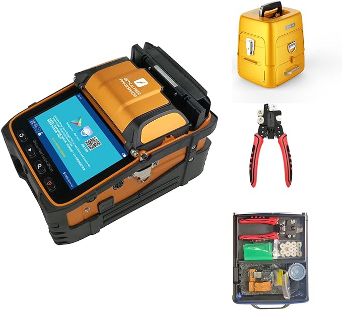 QIIRUN Fusion Splicer AI-9, Fiber Splicer Kit with Upgraded 5" Touch Screen 6-Motor Core Alignment, 5s Fast Splice Fiber Optic Splicing Machine for FTTH SM/MM Cable Installation