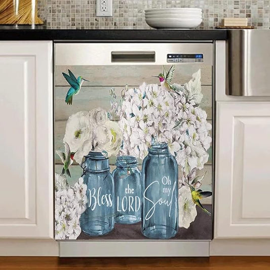 Wowfeel Rustic Farmhouse Floral Dishwasher Cover Magnet, 23 W x 17 H inch, 1 Count, PVC and PET Film