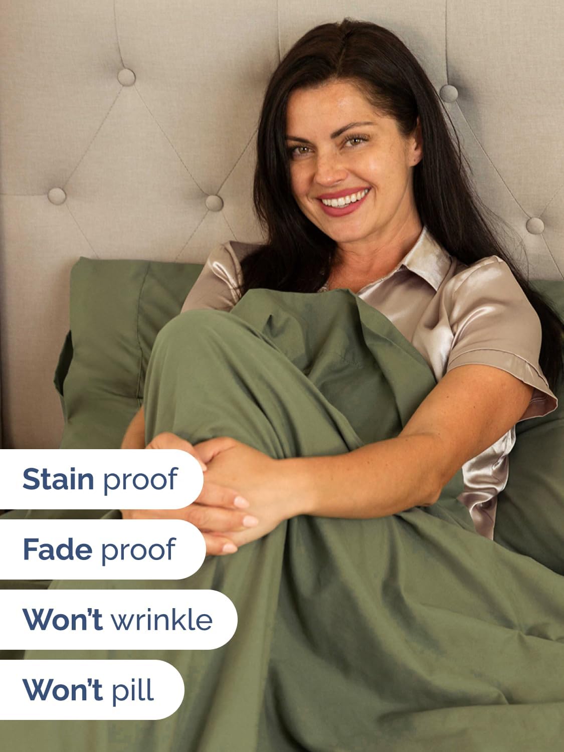 Skiennix Extra Deep Full Sheet Set - 6-Piece Breathable Cooling Bedding - Soft Wrinkle-Free Sage Green