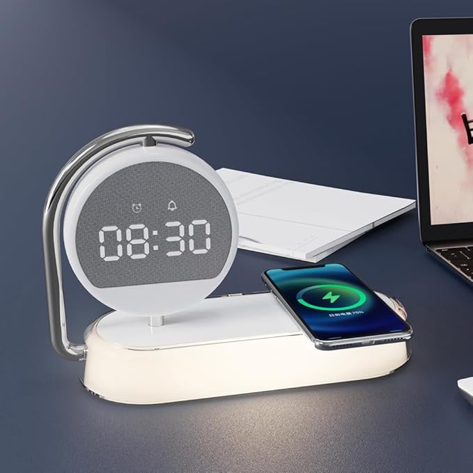 OTXKOO 3 in1 mutifunction Mobile Wireless Charger with Digital Clocks and Night Lights fit for All Series Mobile That Support Wireless