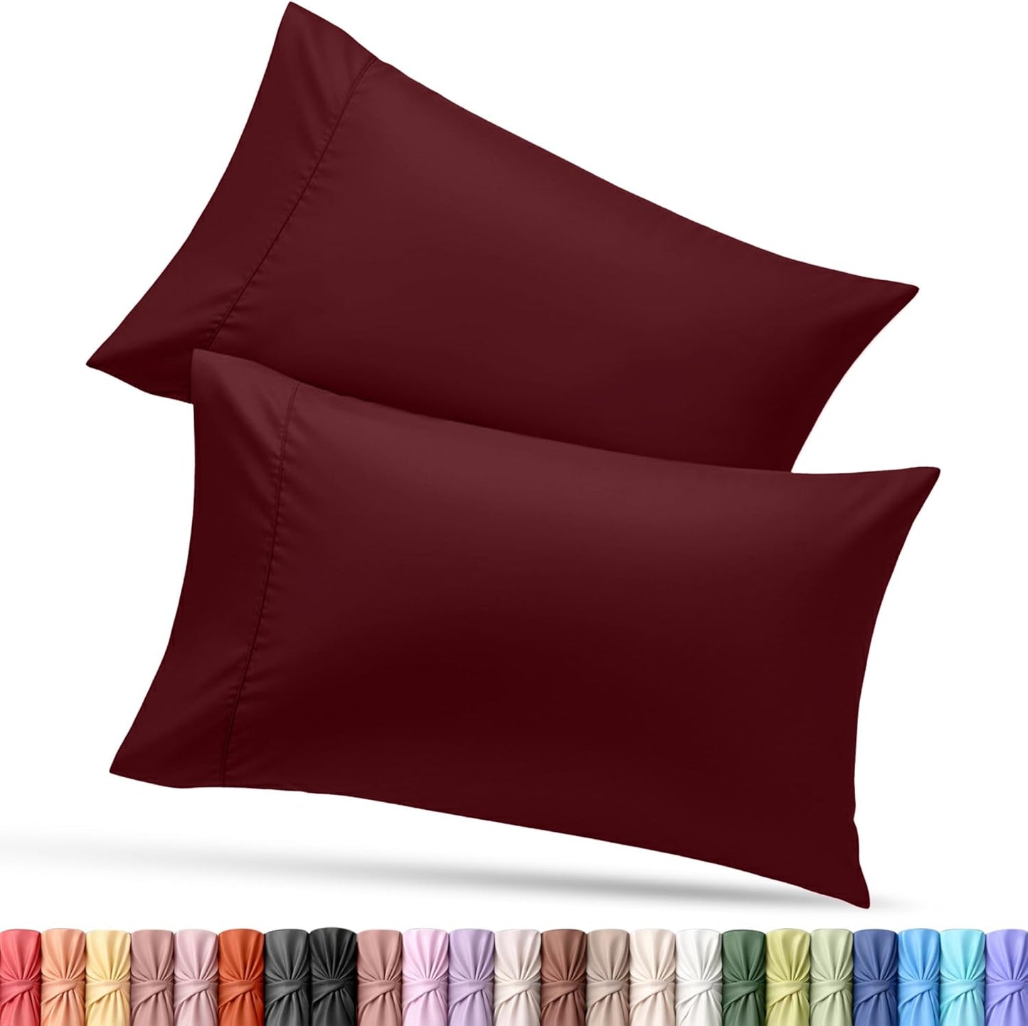 Utopia Bedding Queen Pillow Cases - Soft Brushed Microfiber - 2 Pack, Envelope Closure | 20 x 30 Inches, Burgundy
