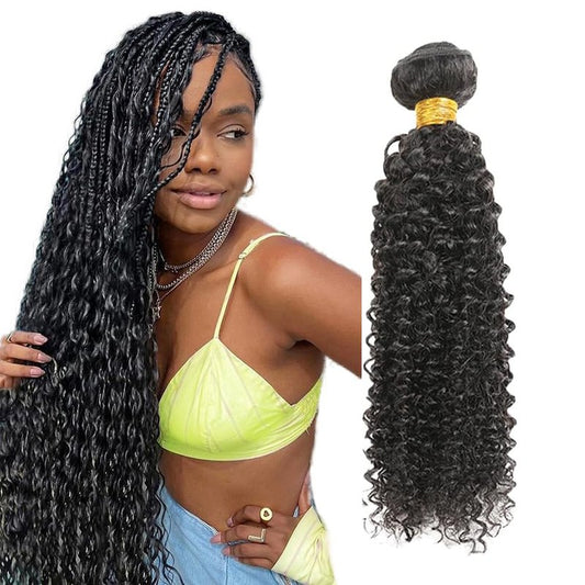 PXCPXC Human Hair Bundles Water Wave Full and Thick for Women Curly Burmese Human Hair Bundles 100% Unprocessed Wet and Wavy Hair Bundles Natural Black Color(16 inch)
