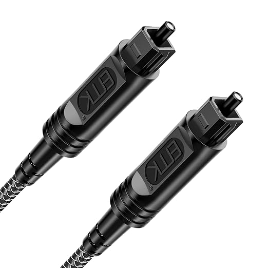 EMK Digital Optical Audio Cable [22 Feet/7M] - Slim Nylon Braided Toslink Fiber Optic Cable for Sound Bar, TV, Home Theater, PS4, Xbox, Blu-Ray Player & More - High-Speed SPDIF (Black1)